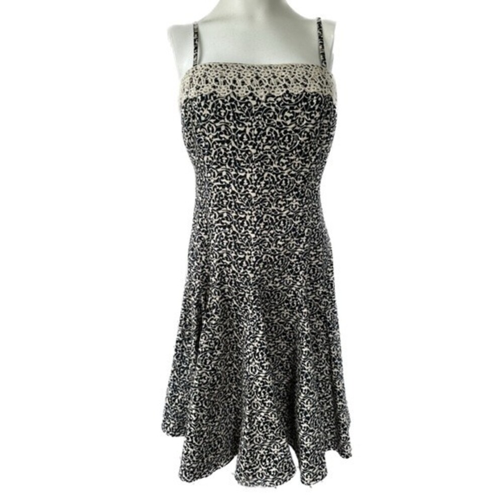 Nine West Women's Fit & Flare 50s Inspired Lace Trim Spaghetti Strap Dress 4